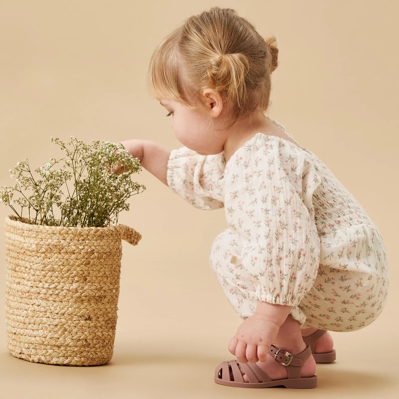 Floral Muslin Smocked Jumpsuit