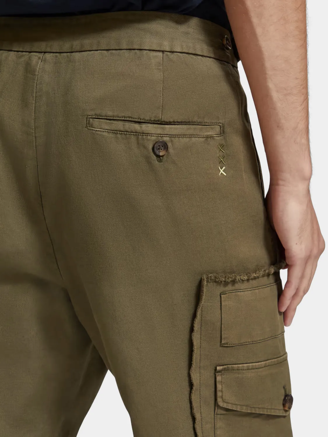 Garment-dyed cargo jogger pants