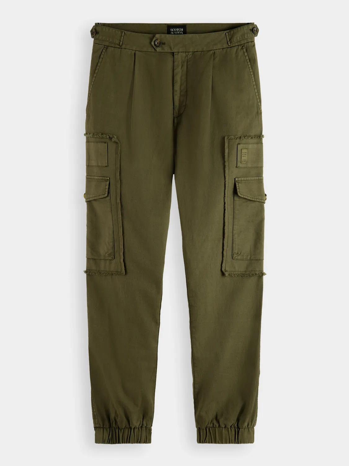 Garment-dyed cargo jogger pants