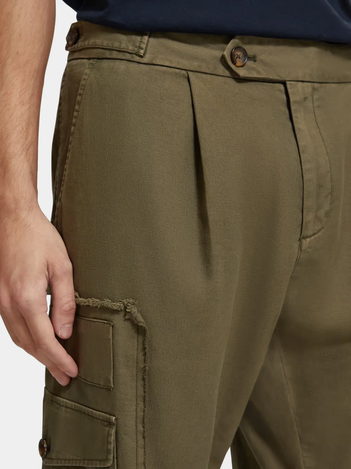 Garment-dyed cargo jogger pants