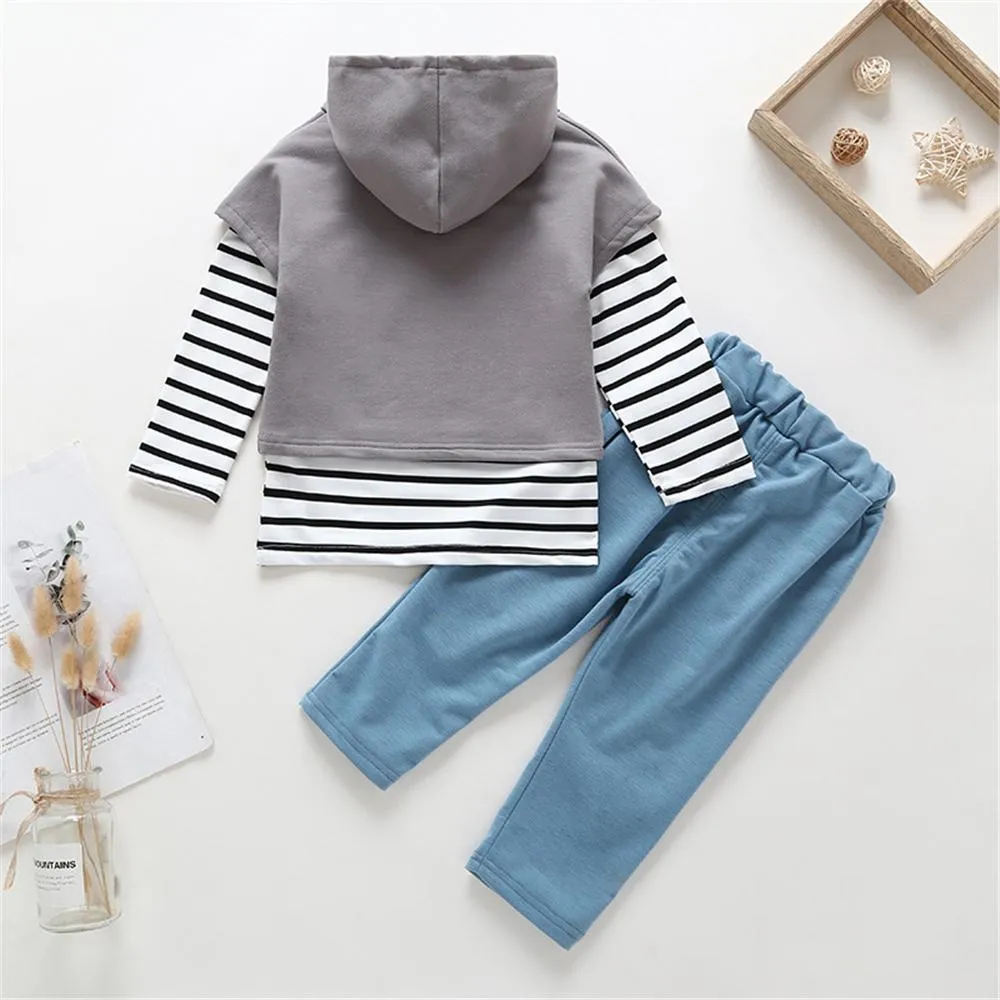 Girls 3PCS Stripe Long Sleeve Top & Short Sleeve Vest & Pants Wholesale