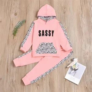 Girls Sassy Leopard Hooded Long Sleeve Top & Pants Girls Boutique Clothes Wholesale