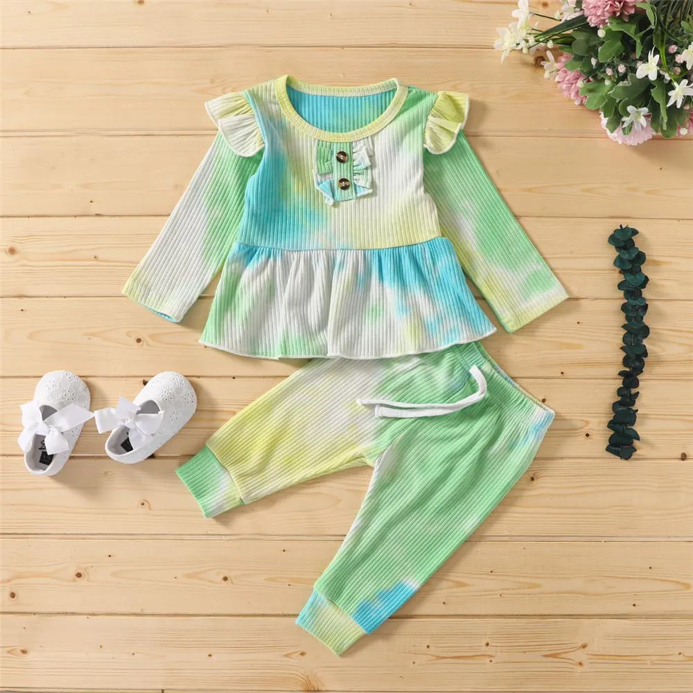 Girls Tie Dye Long Sleeve Stylish Top & Pants Wholesale Girls Boutique Clothing
