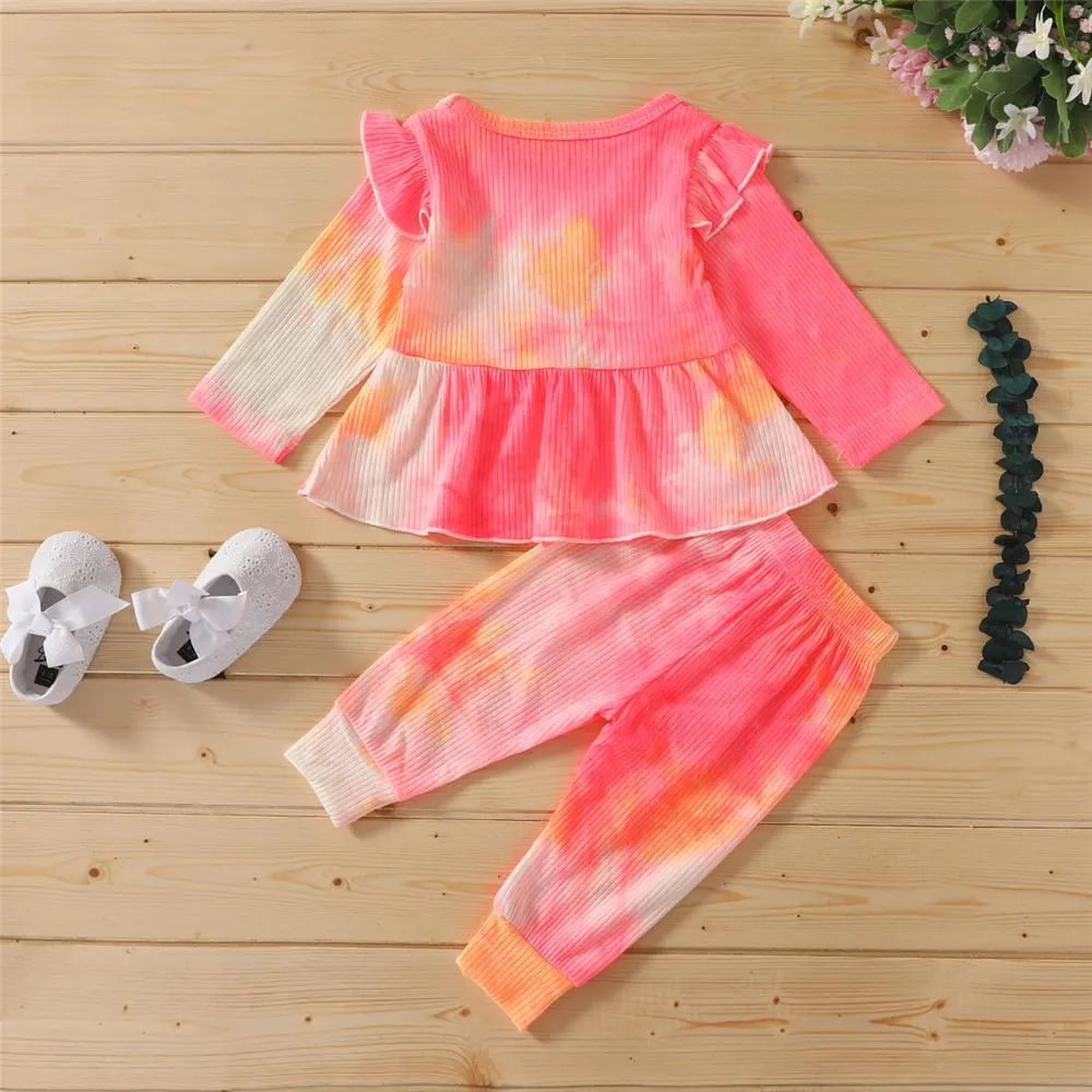Girls Tie Dye Long Sleeve Stylish Top & Pants Wholesale Girls Boutique Clothing