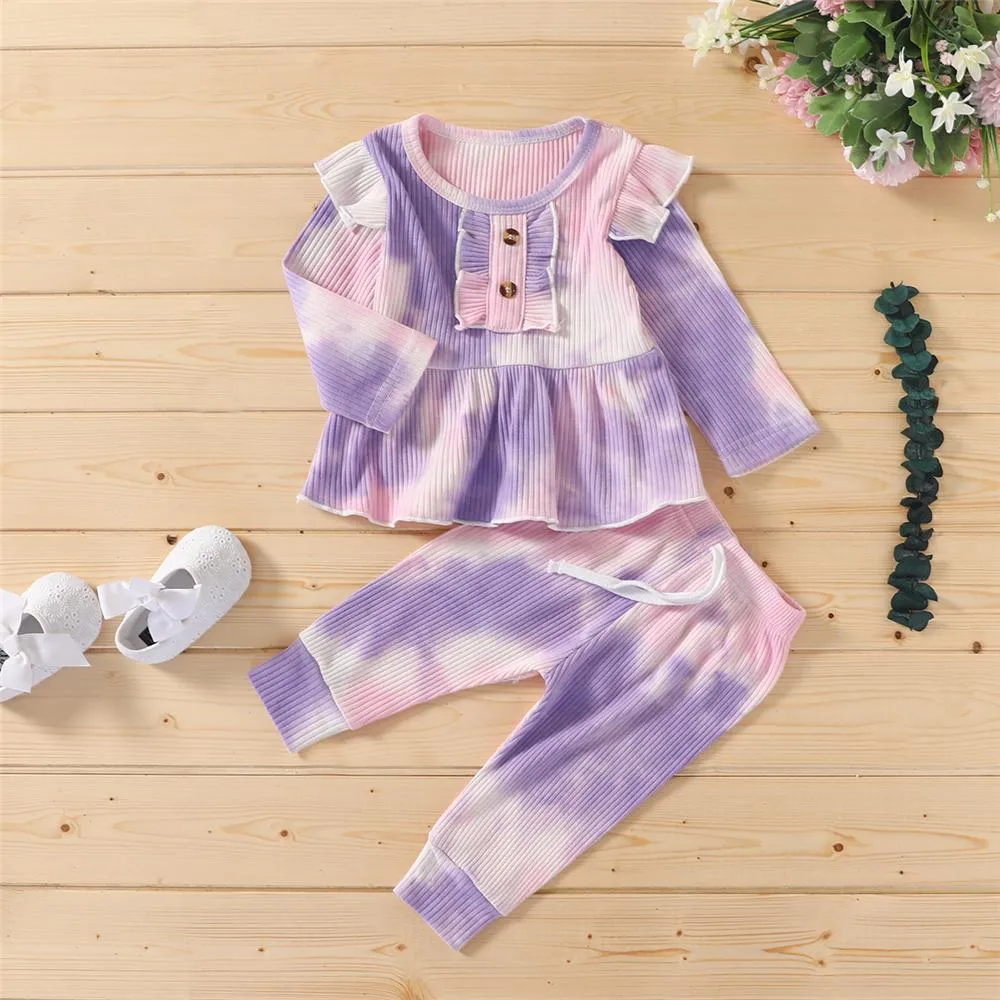 Girls Tie Dye Long Sleeve Stylish Top & Pants Wholesale Girls Boutique Clothing