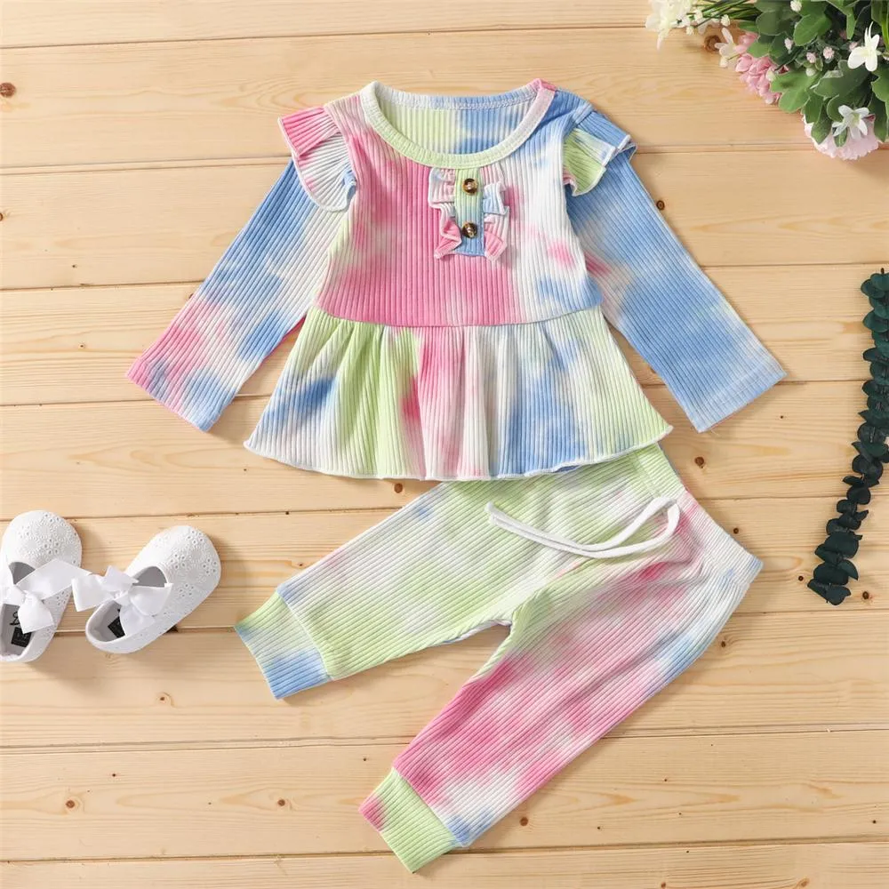 Girls Tie Dye Long Sleeve Stylish Top & Pants Wholesale Girls Boutique Clothing