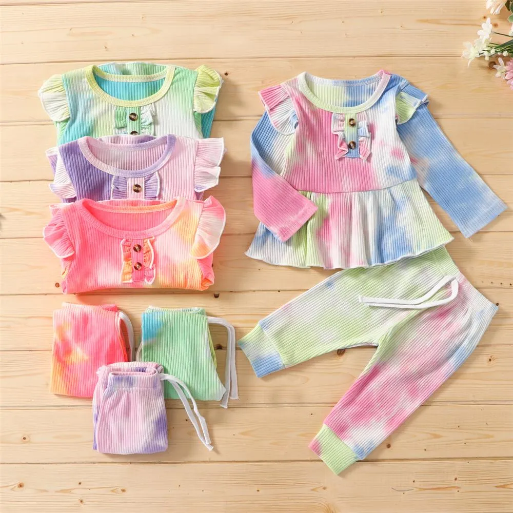 Girls Tie Dye Long Sleeve Stylish Top & Pants Wholesale Girls Boutique Clothing