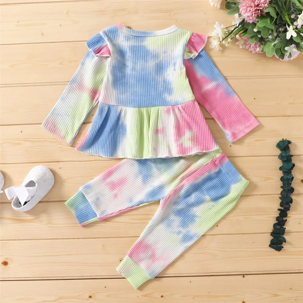 Girls Tie Dye Long Sleeve Stylish Top & Pants Wholesale Girls Boutique Clothing