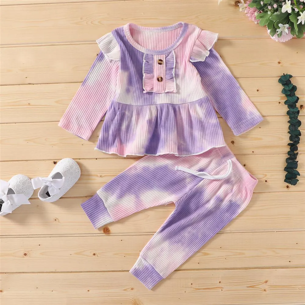 Girls Tie Dye Long Sleeve Stylish Top & Pants Wholesale Girls Boutique Clothing