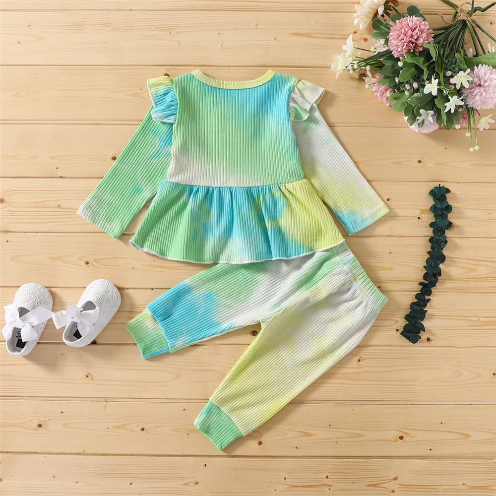Girls Tie Dye Long Sleeve Stylish Top & Pants Wholesale Girls Boutique Clothing