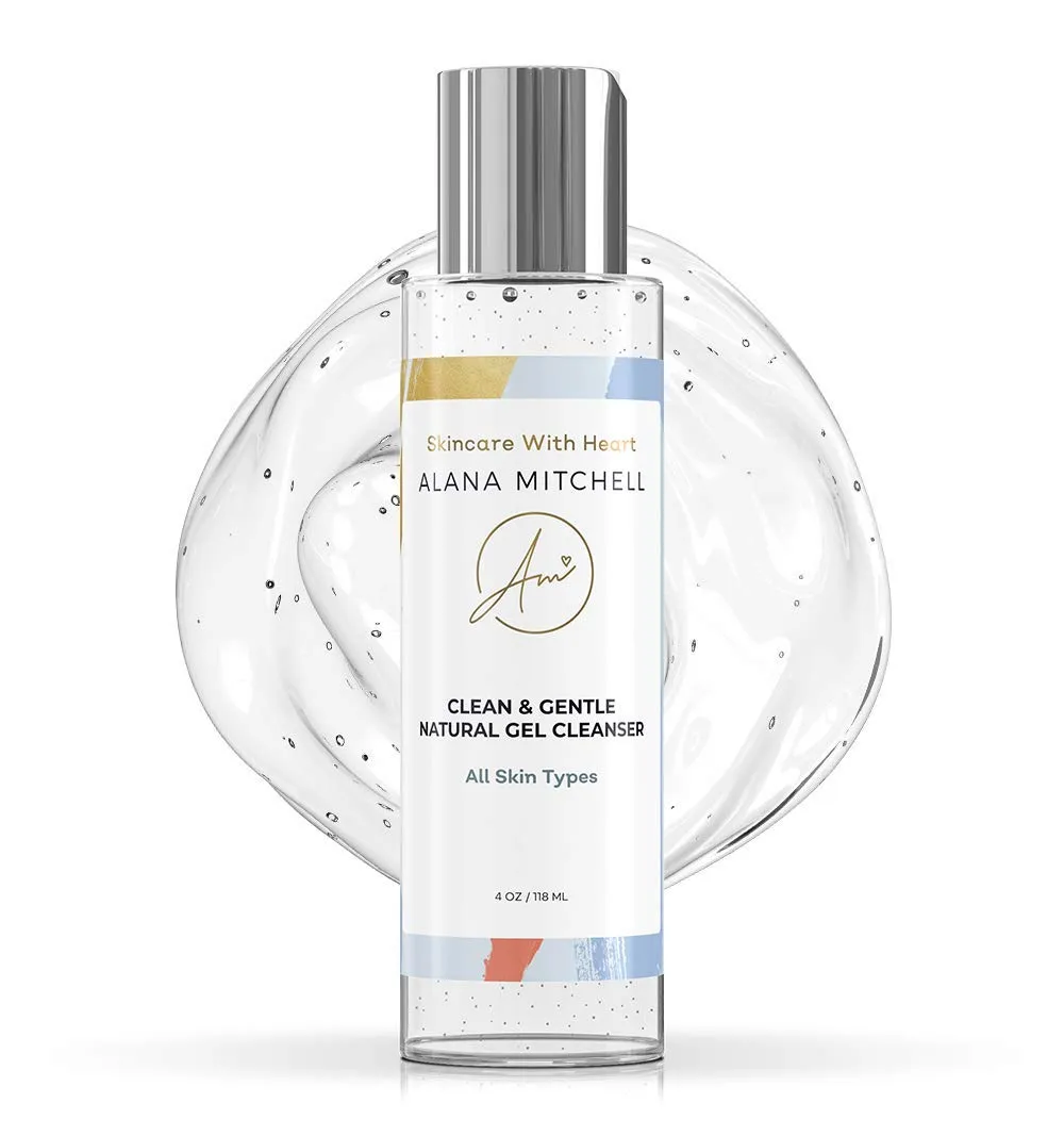 Gluten Free Face Wash - Gentle Gel Facial Cleanser - 100% Natural Ingredients - Gently Removes Dirt, Debris, and Makeup - Uses Powerful Aloe & Rosehip Oil - Anti Aging