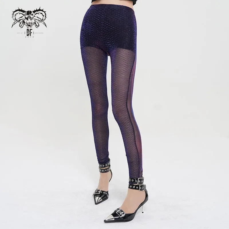 Grunge Chromatic Scaly Sheer Mesh Leggings