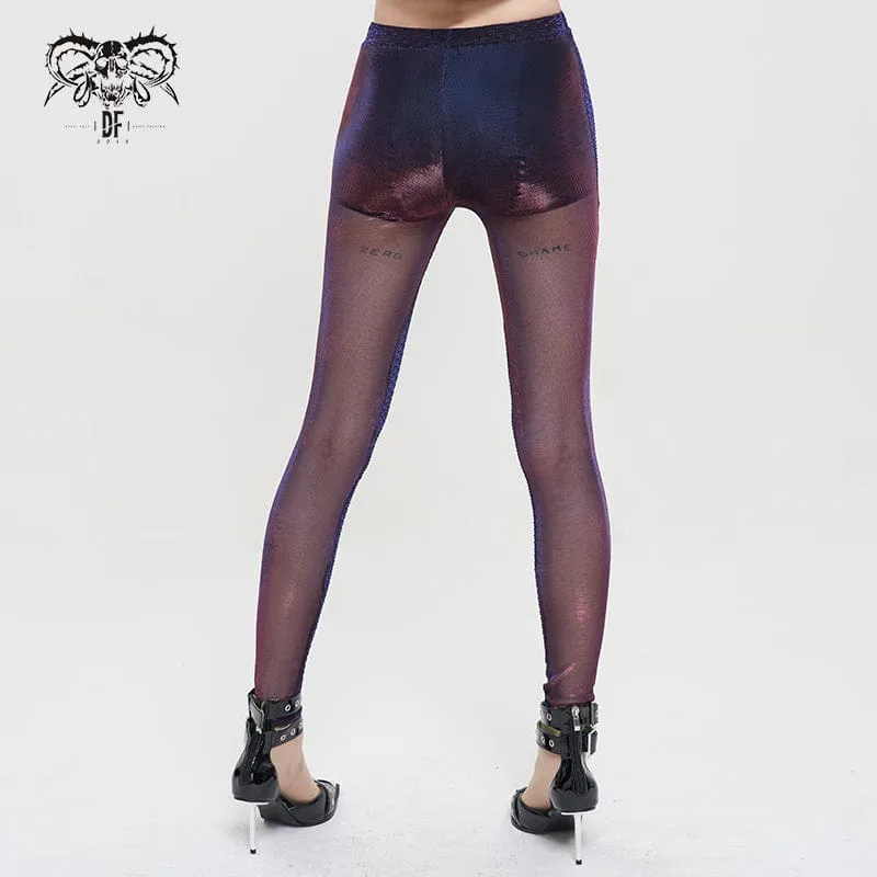 Grunge Chromatic Scaly Sheer Mesh Leggings