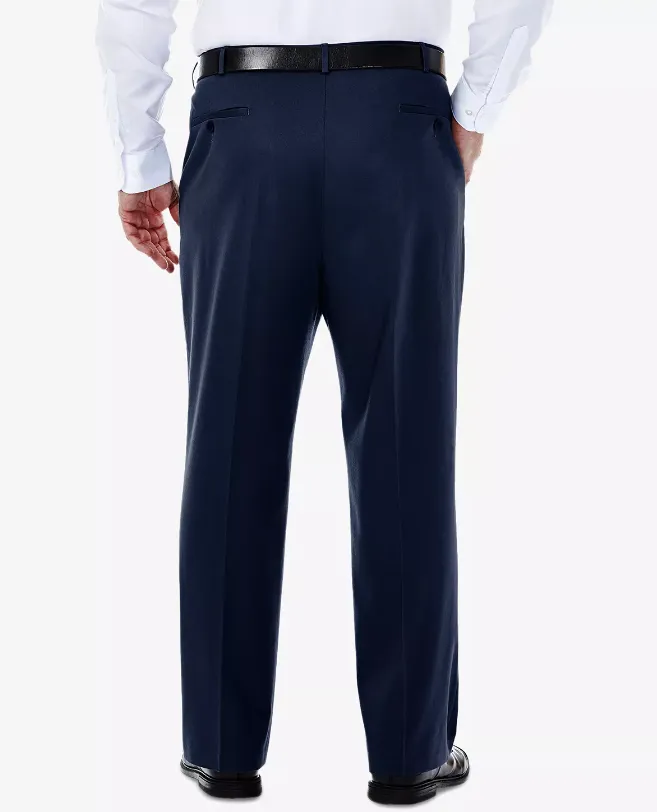 Haggar Mens Classic fit Casual Pants 44 / 32 Blue Solid