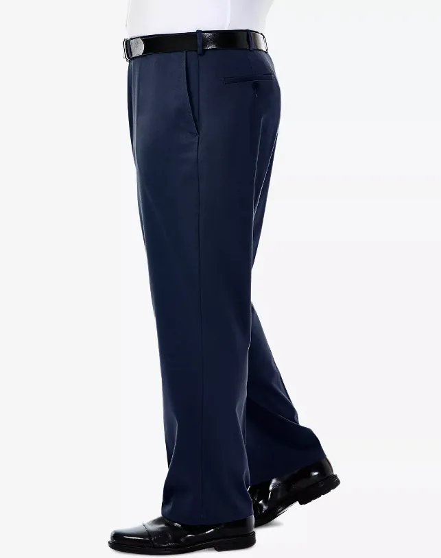Haggar Mens Classic fit Casual Pants 44 / 32 Blue Solid