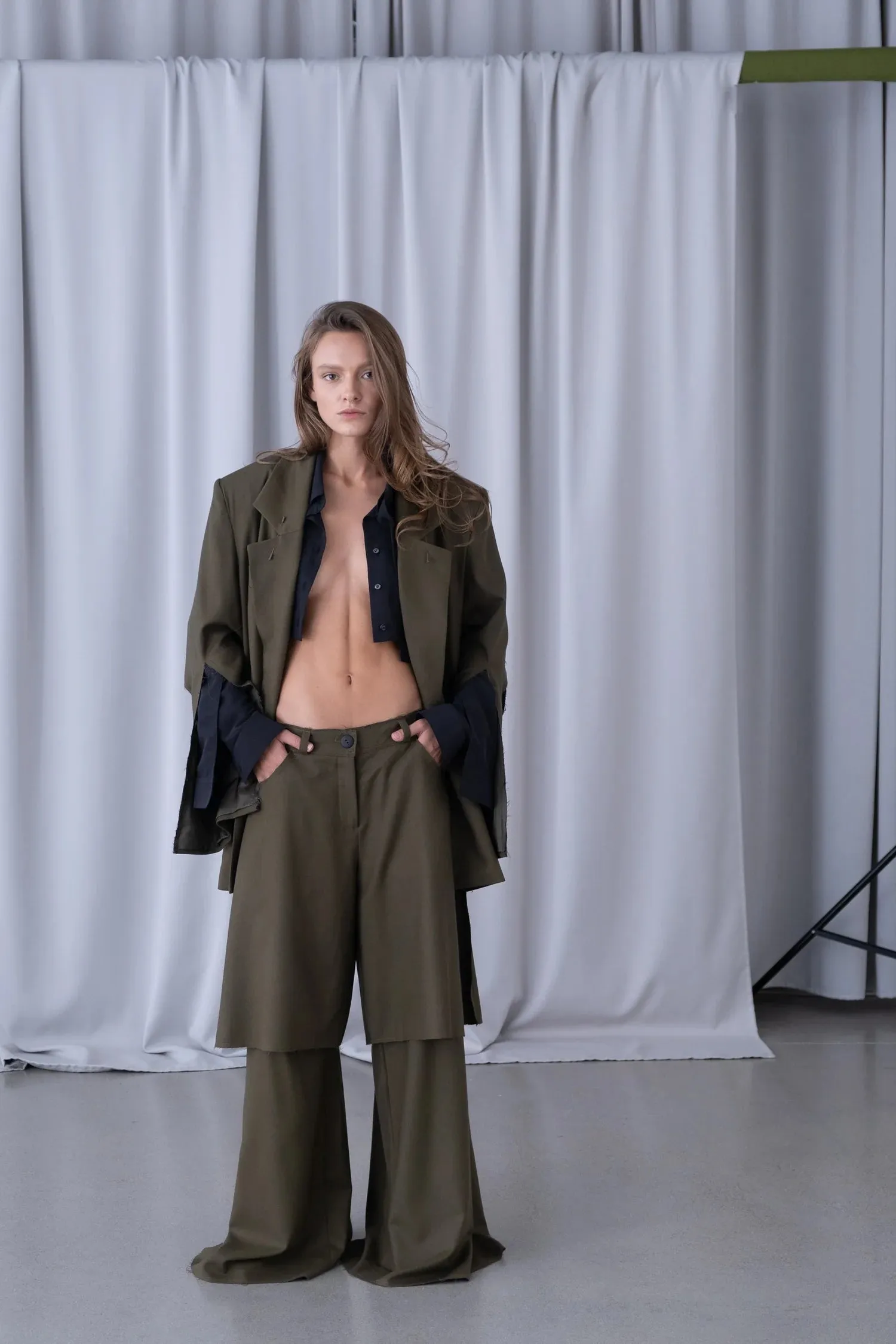HALL DOUBLE LENGTH TROUSERS KHAKI