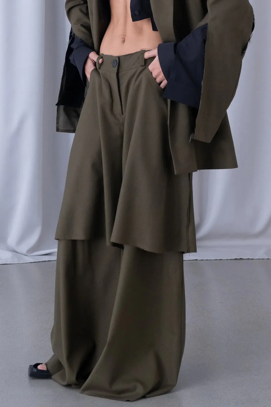 HALL DOUBLE LENGTH TROUSERS KHAKI