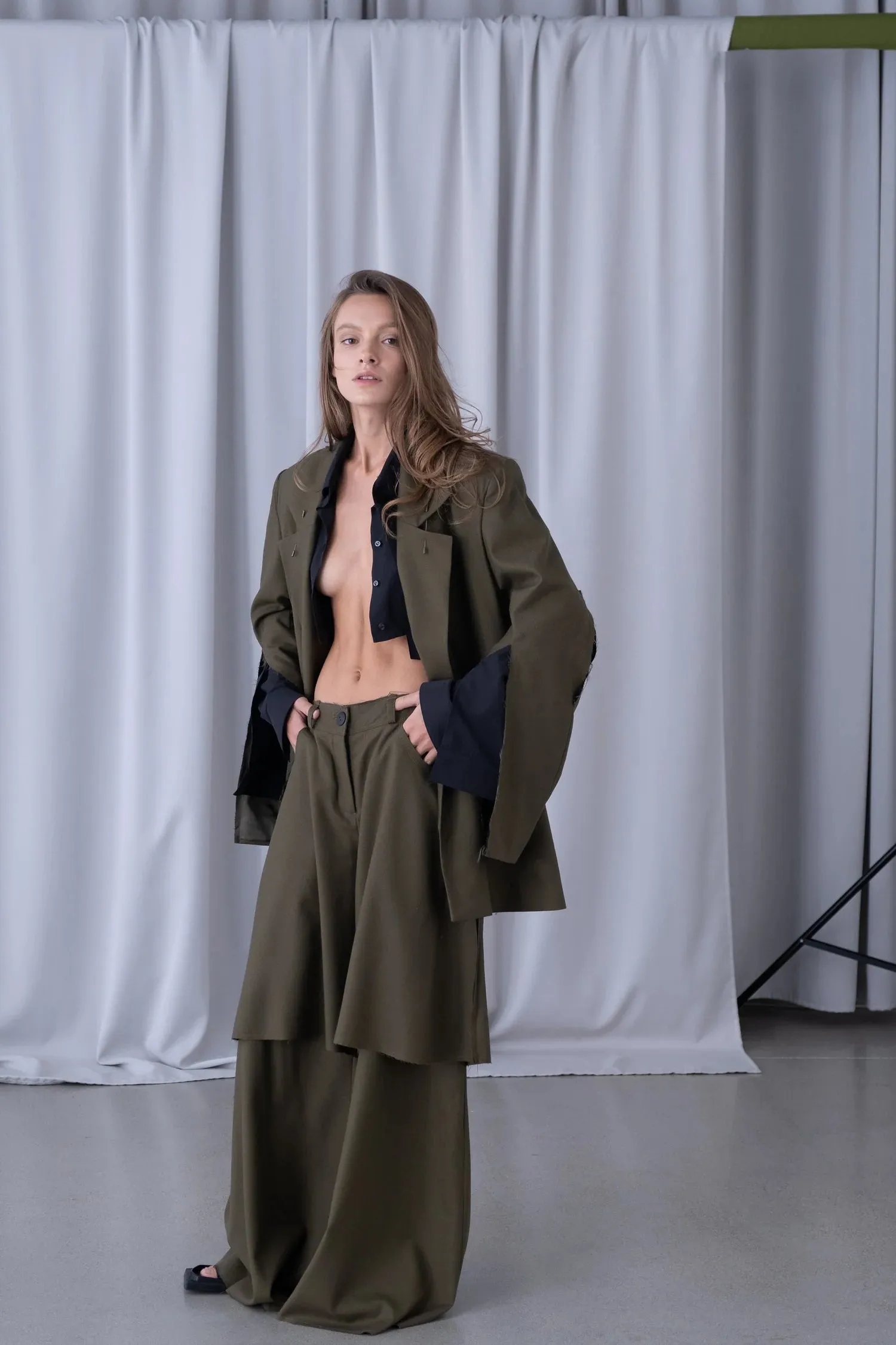 HALL DOUBLE LENGTH TROUSERS KHAKI