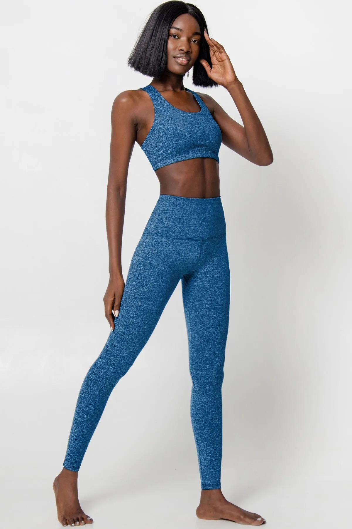 Heather Cobalt Blue Lucy UV 50  Performance Legging Yoga Pants - Women