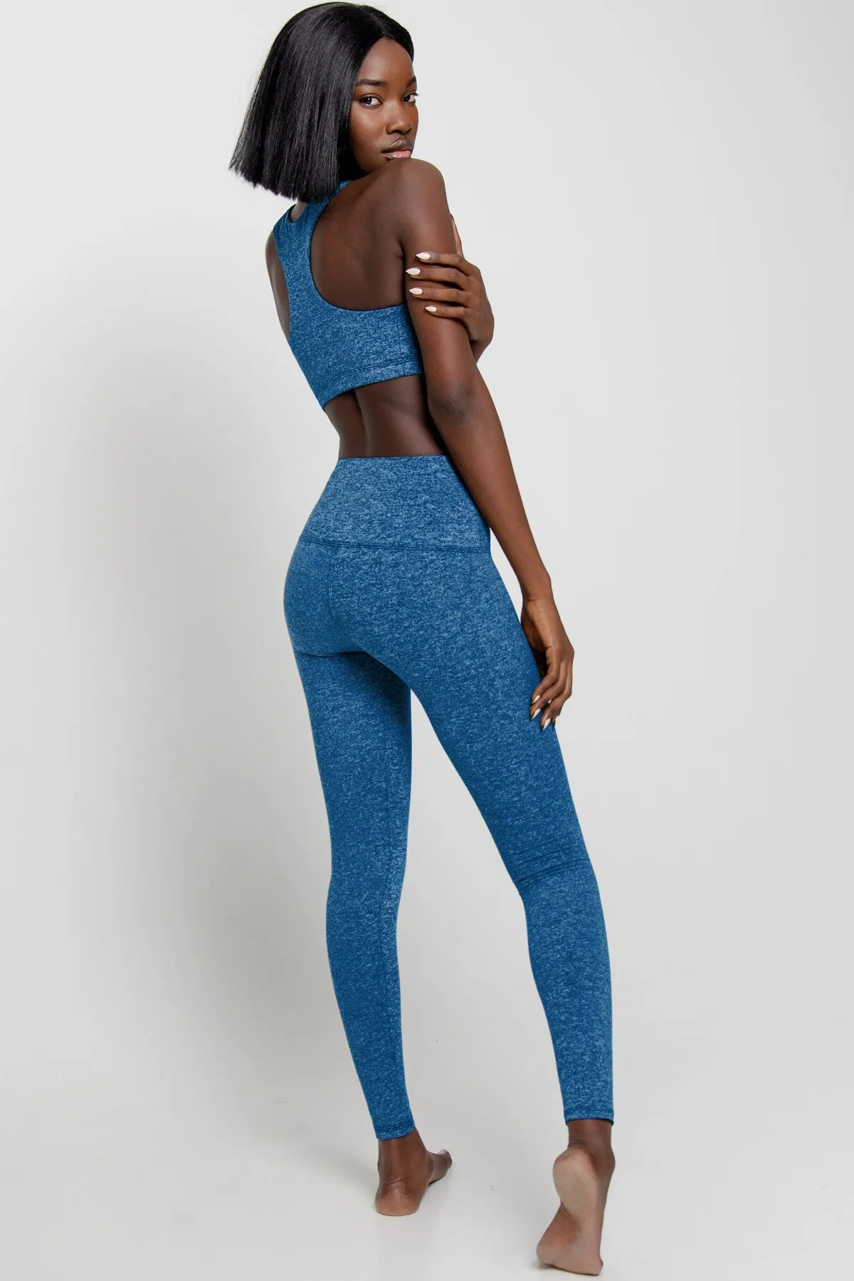 Heather Cobalt Blue Lucy UV 50  Performance Legging Yoga Pants - Women