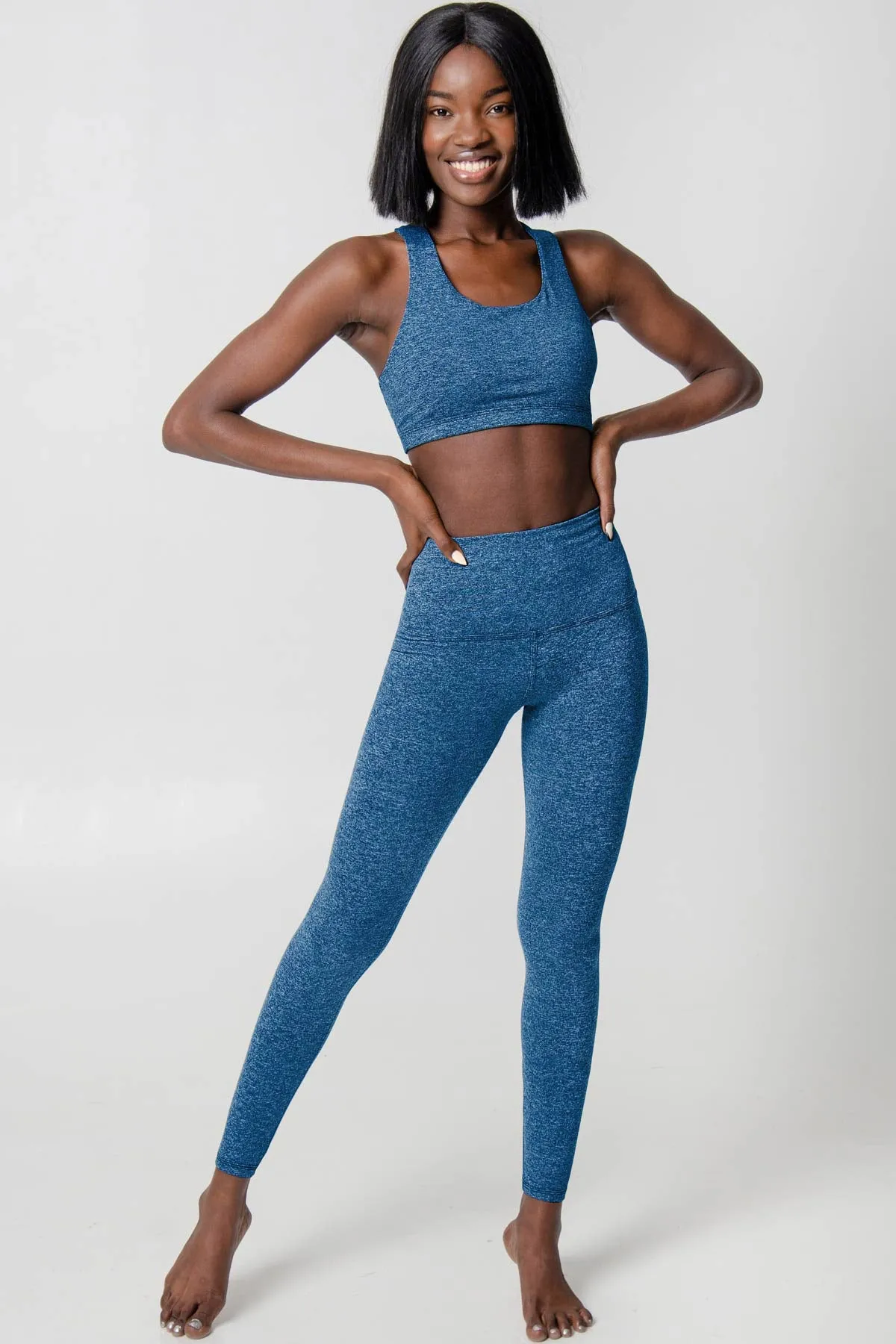 Heather Cobalt Blue Lucy UV 50  Performance Legging Yoga Pants - Women