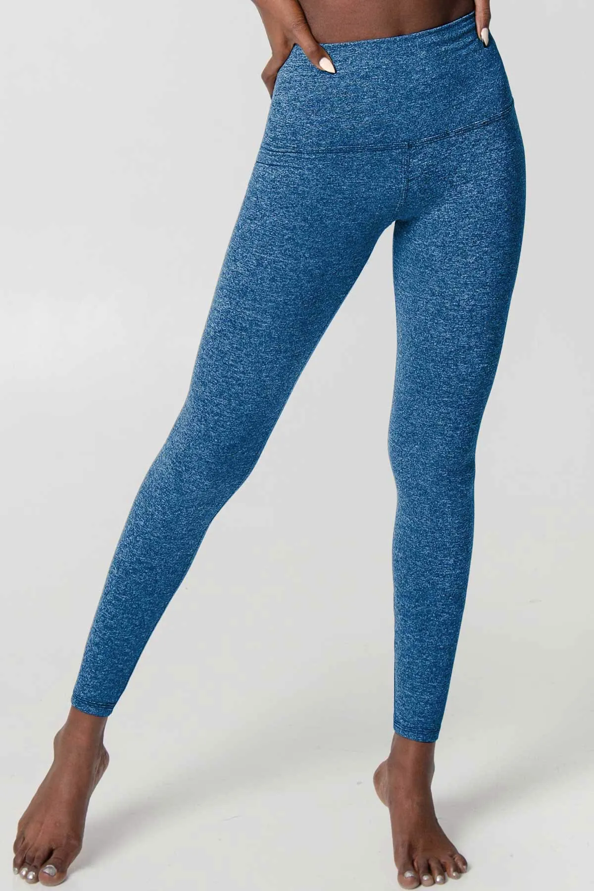 Heather Cobalt Blue Lucy UV 50  Performance Legging Yoga Pants - Women