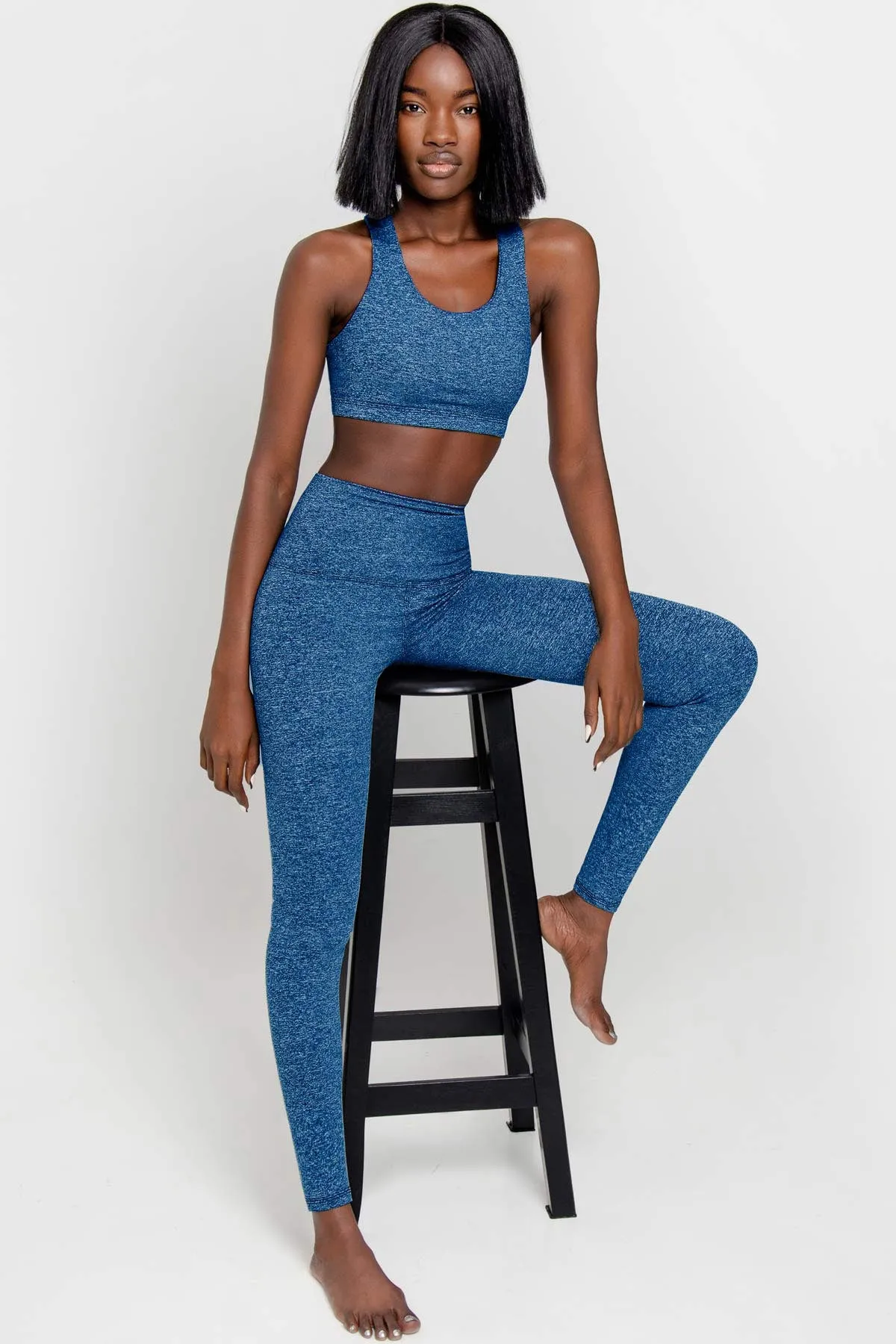 Heather Cobalt Blue Lucy UV 50  Performance Legging Yoga Pants - Women