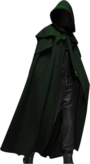 hhaappyy Men's Halloween Hooded Robe Cloak Full Length Cape Knight Fancy Cool Cosplay Costume Retro Gothic Hooded Cloak Capes