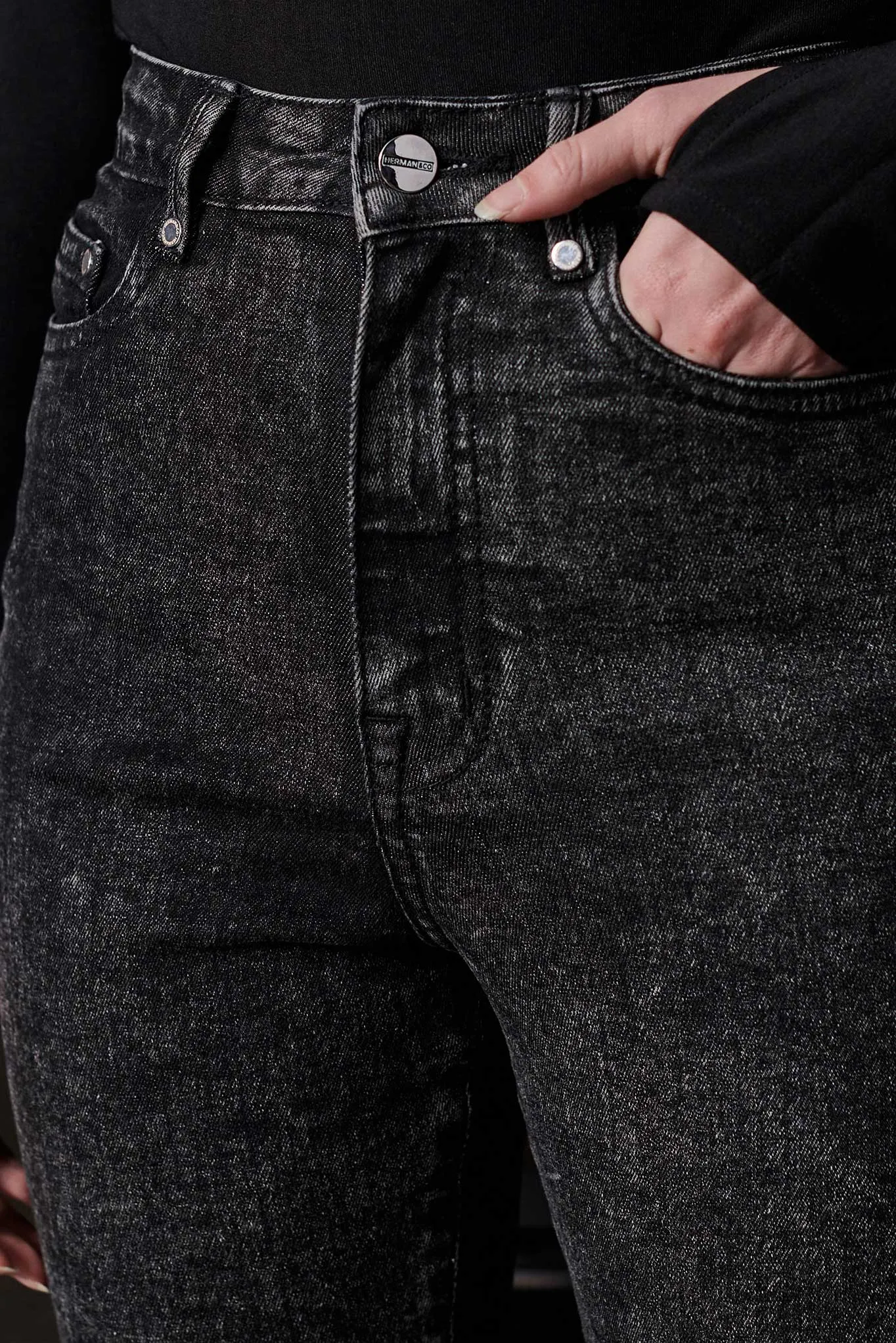 HIGH WAISTED SKINNY JEANS  - BLACK