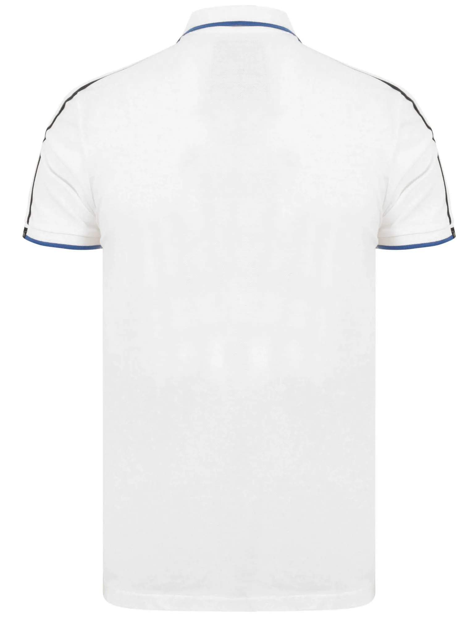 Hitch Cotton Pique Polo Shirt with Stripe Tape Detail In Bright White - Tokyo Laundry