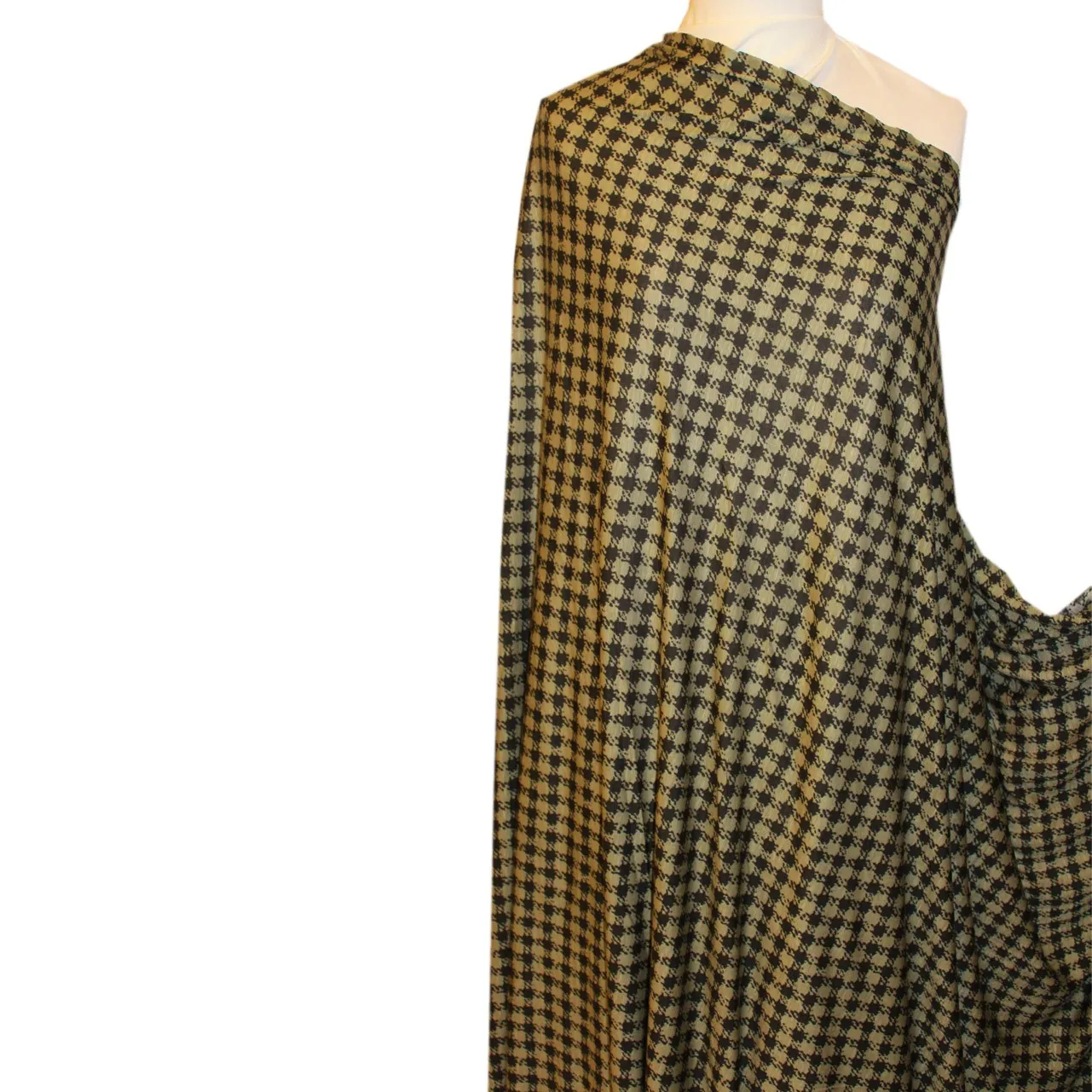 Houndstooth Printed Rayon Blend Knit - Beige/Black