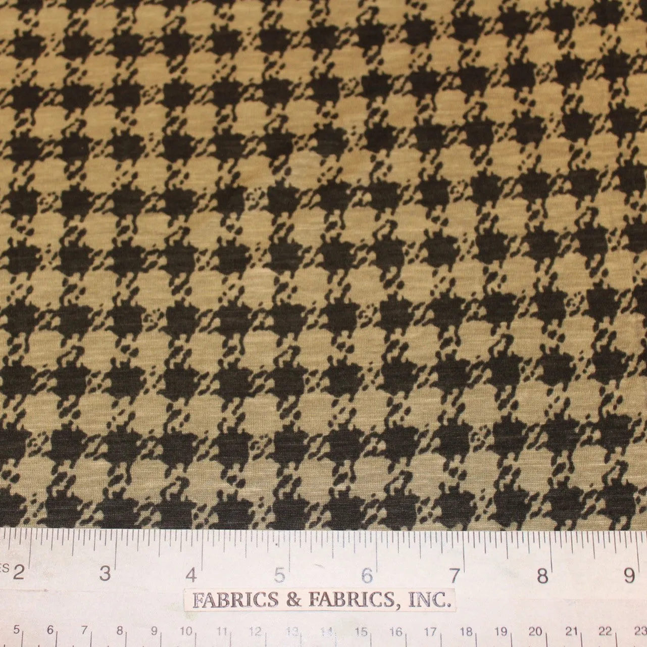Houndstooth Printed Rayon Blend Knit - Beige/Black