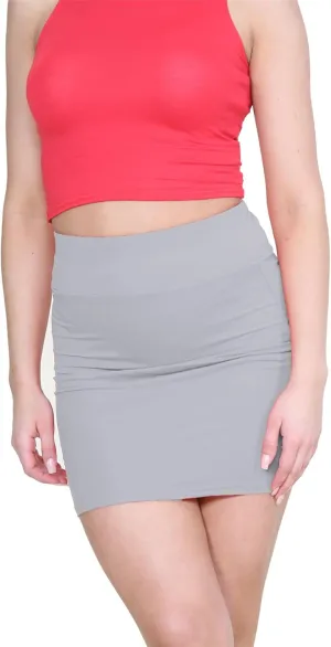Janisramone Women's Mini Skirt | Elasticated High Waist Bodycon Micro Skirt Plain Pencil Stretchy Skirt for Women