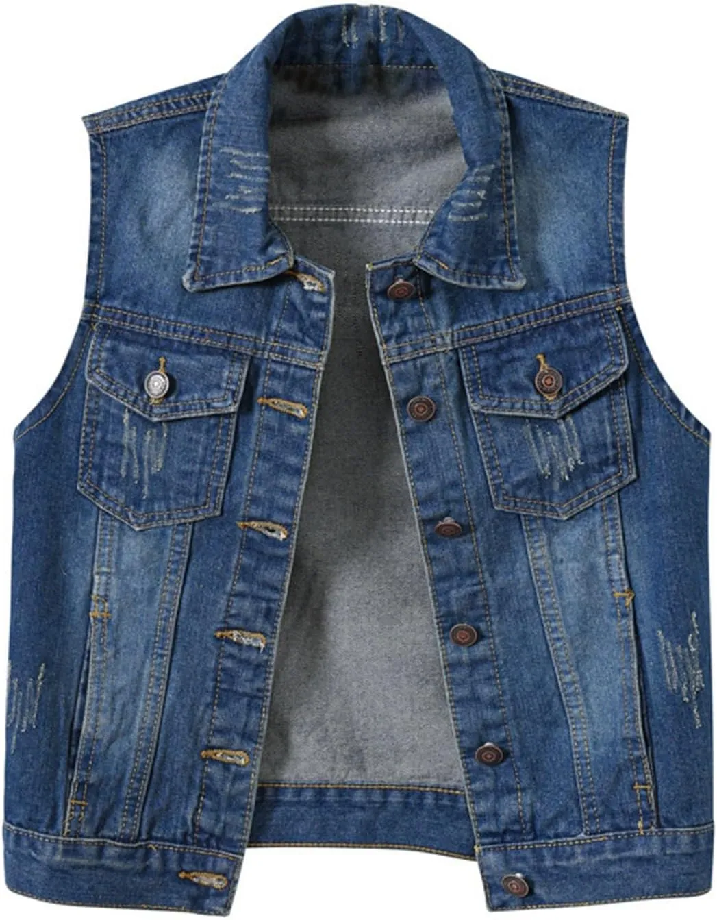 Jean Vest Top for Women 2024 Trendy Plus Size Denim Jacket Casual Comfy Button Down Sleeveless Cropped Jacket Coats