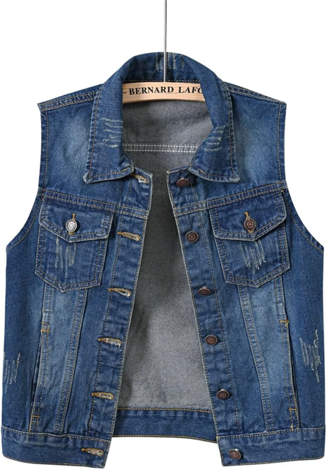 Jean Vest Top for Women 2024 Trendy Plus Size Denim Jacket Casual Comfy Button Down Sleeveless Cropped Jacket Coats
