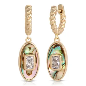 JUNO ABALONE PENDANT EARRINGS - LEEADA