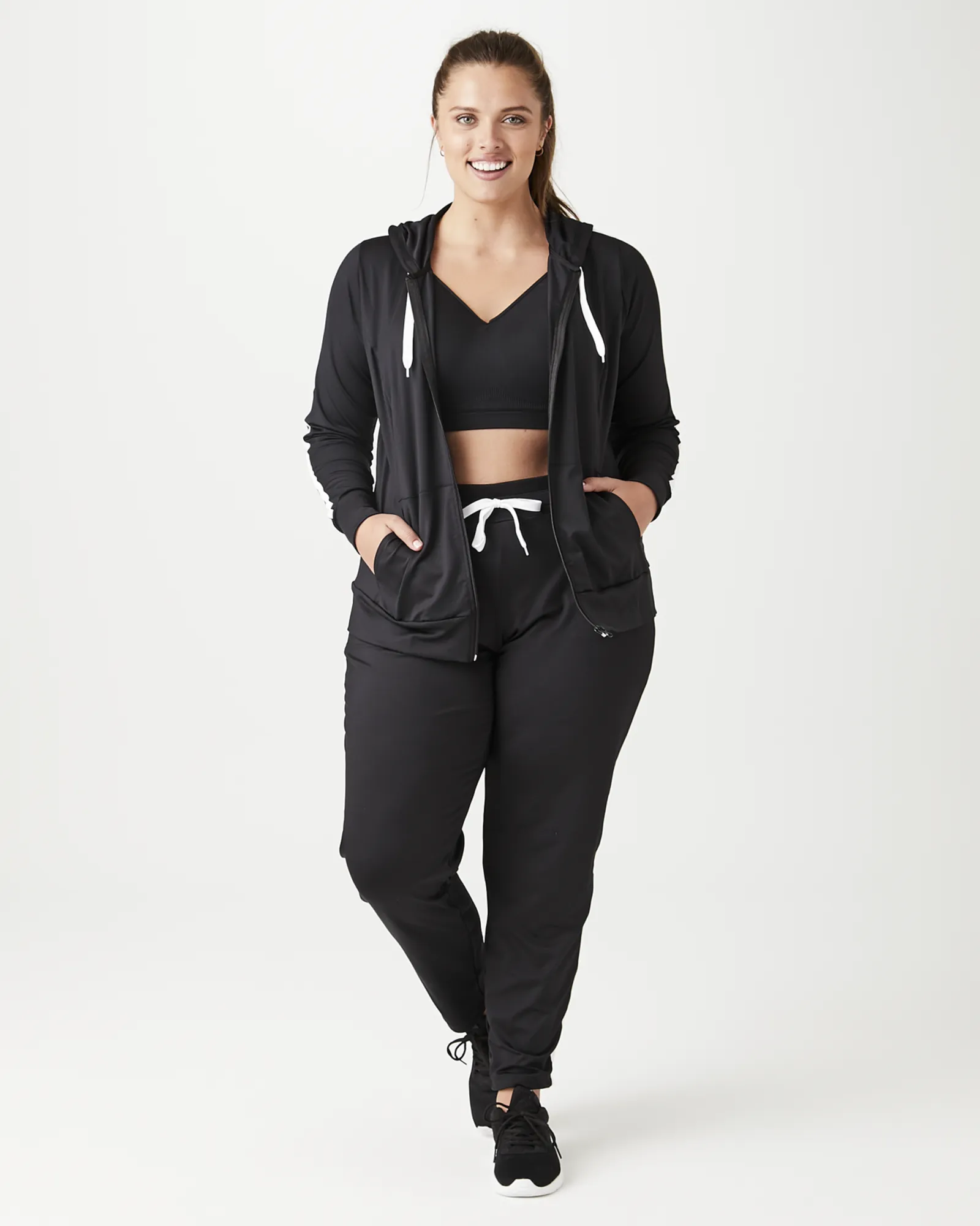 Kehlani Zip-Up Hoodie | Black / White