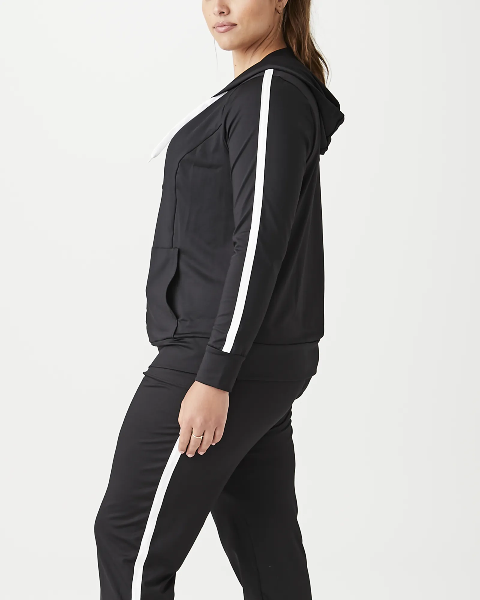 Kehlani Zip-Up Hoodie | Black / White