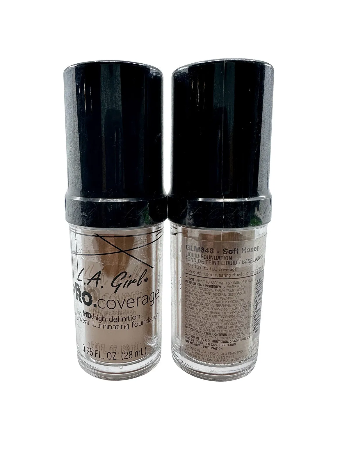 L.A. Girl Pro Coverage Definition Long Wear Foundation Soft Honey 0.95 OZ 2 pack