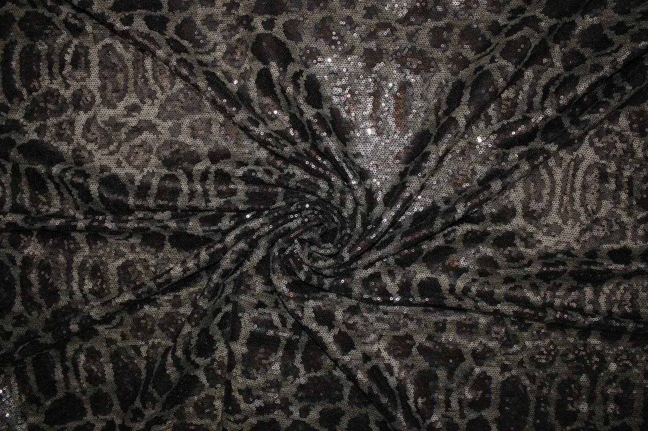 Leopard Print Sequined Jersey - Browns on Black