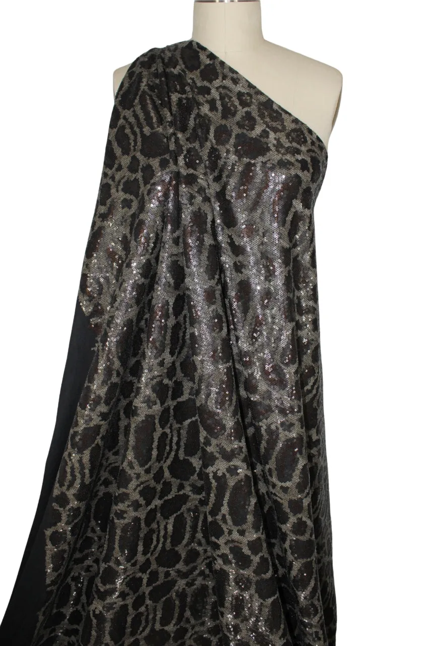 Leopard Print Sequined Jersey - Browns on Black
