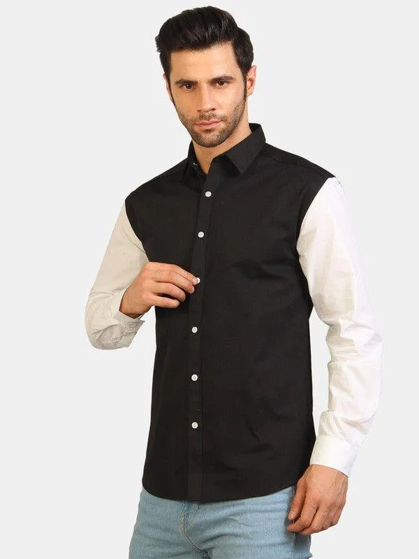 Life Roads full sleeve casual black cotton shirt for Men and boys