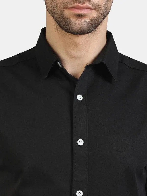 Life Roads full sleeve casual black cotton shirt for Men and boys