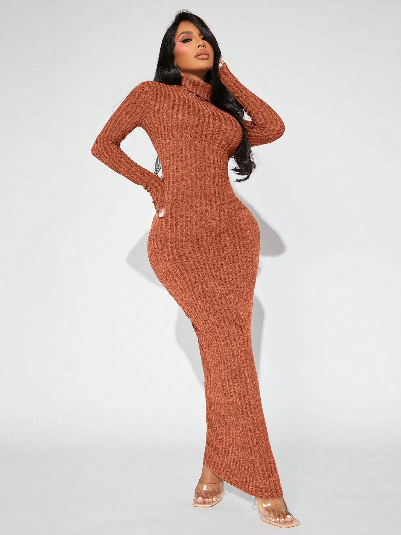 Long Sleeve Turtleneck Bodycon Dress
