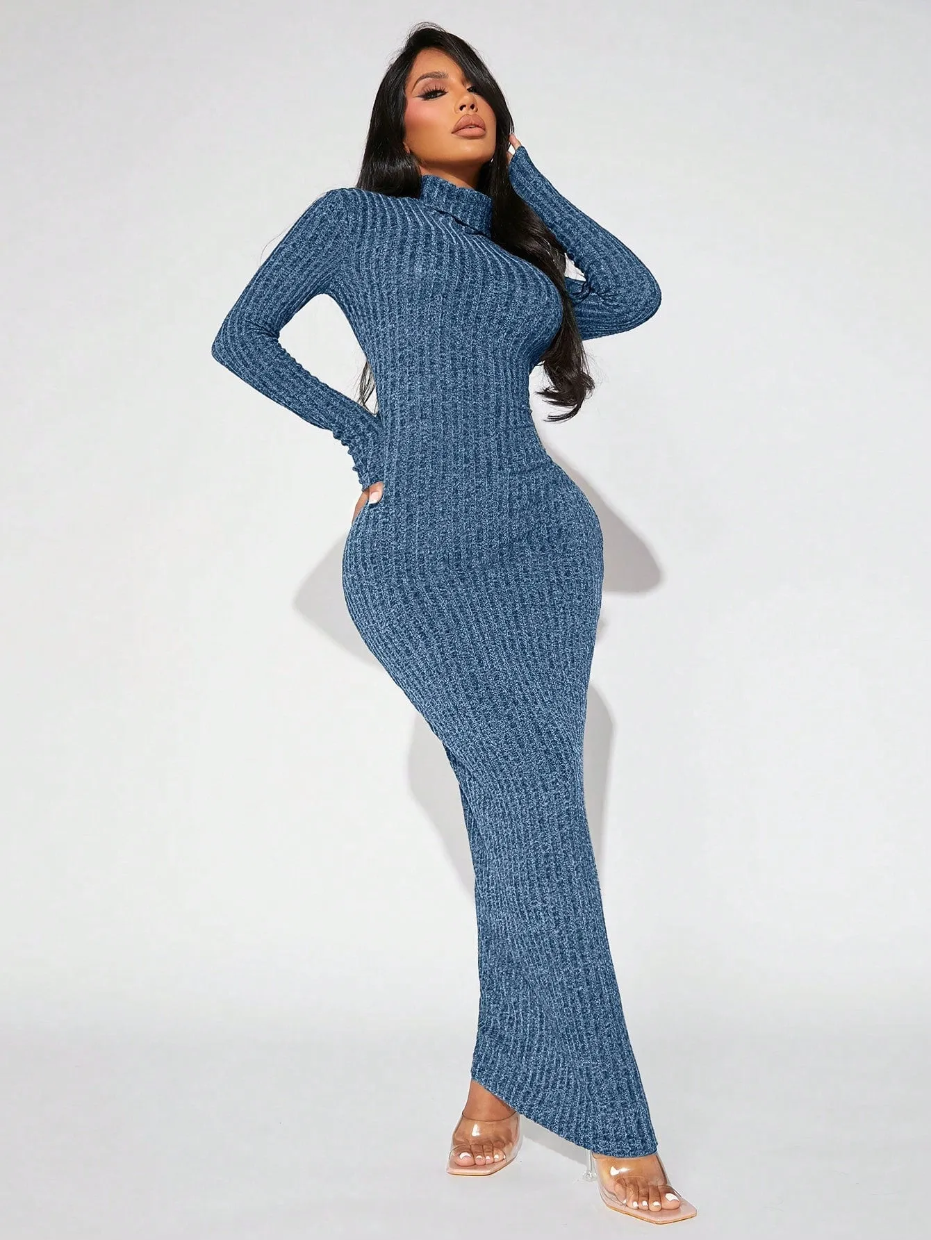 Long Sleeve Turtleneck Bodycon Dress