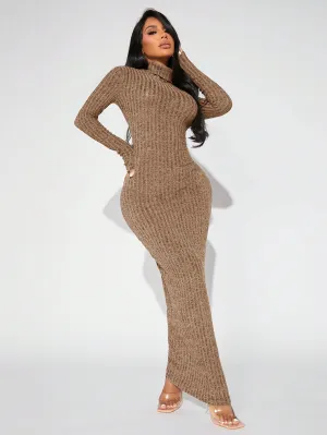 Long Sleeve Turtleneck Bodycon Dress