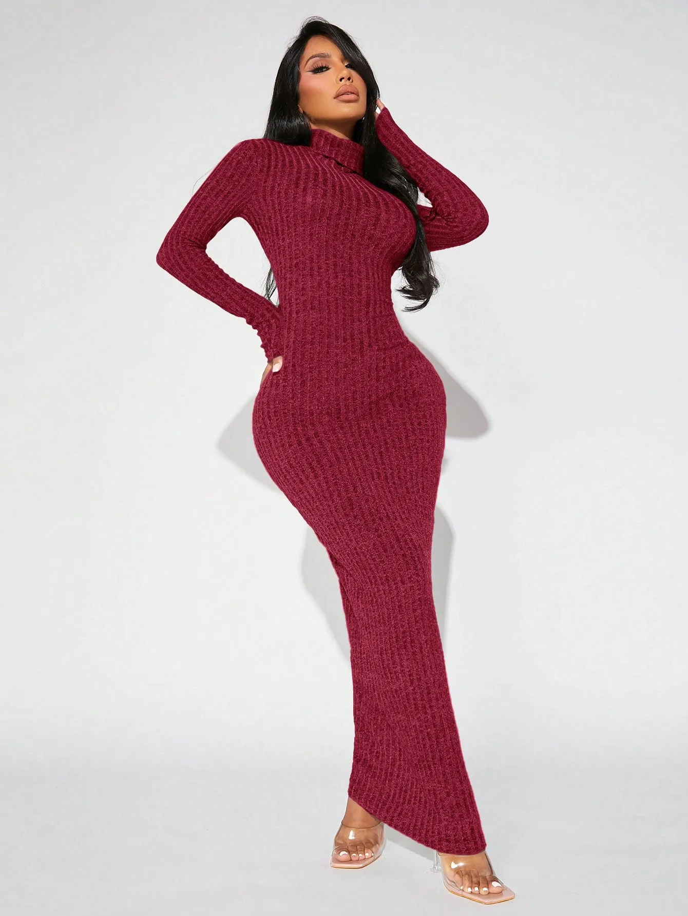 Long Sleeve Turtleneck Bodycon Dress