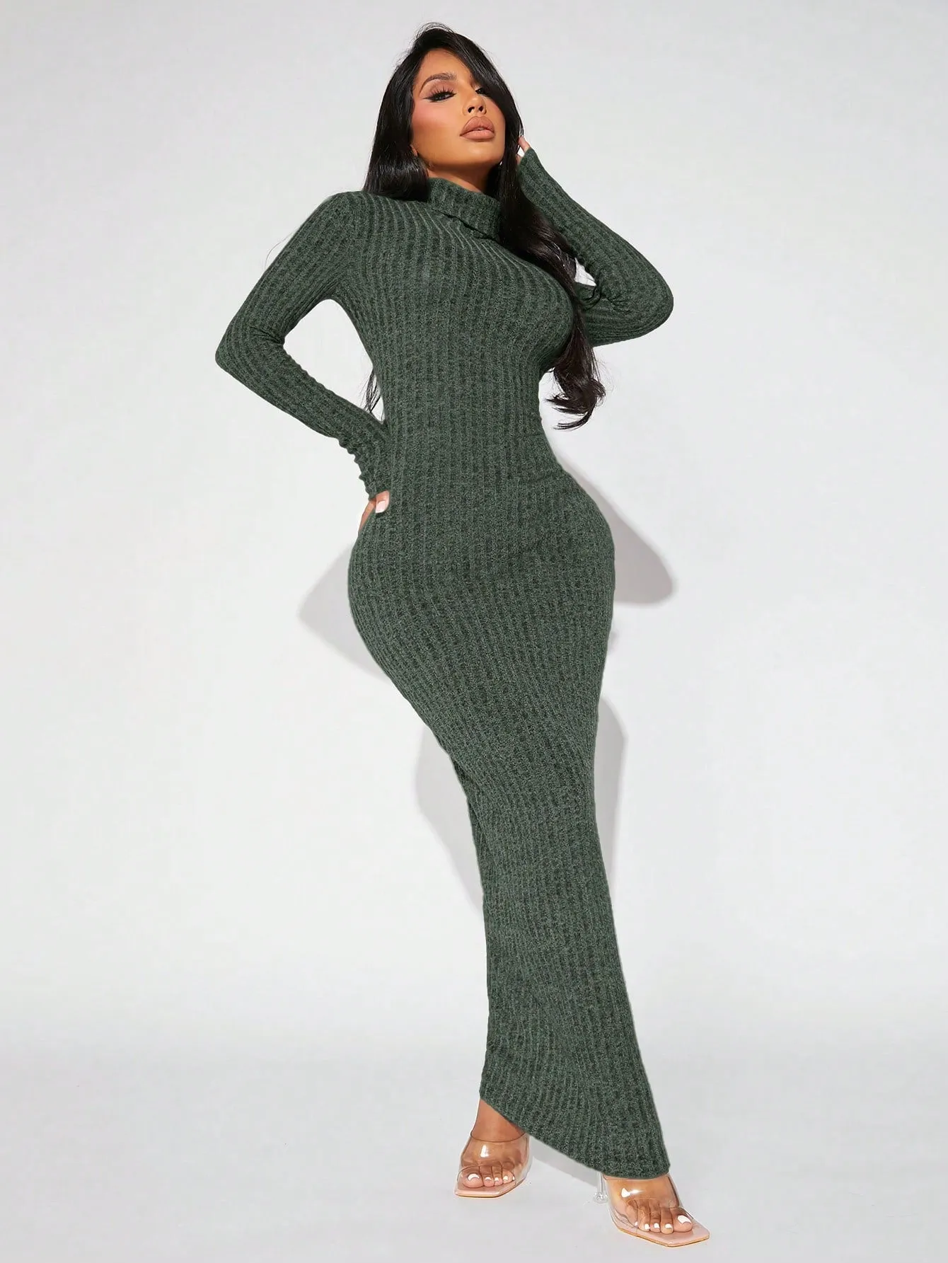 Long Sleeve Turtleneck Bodycon Dress