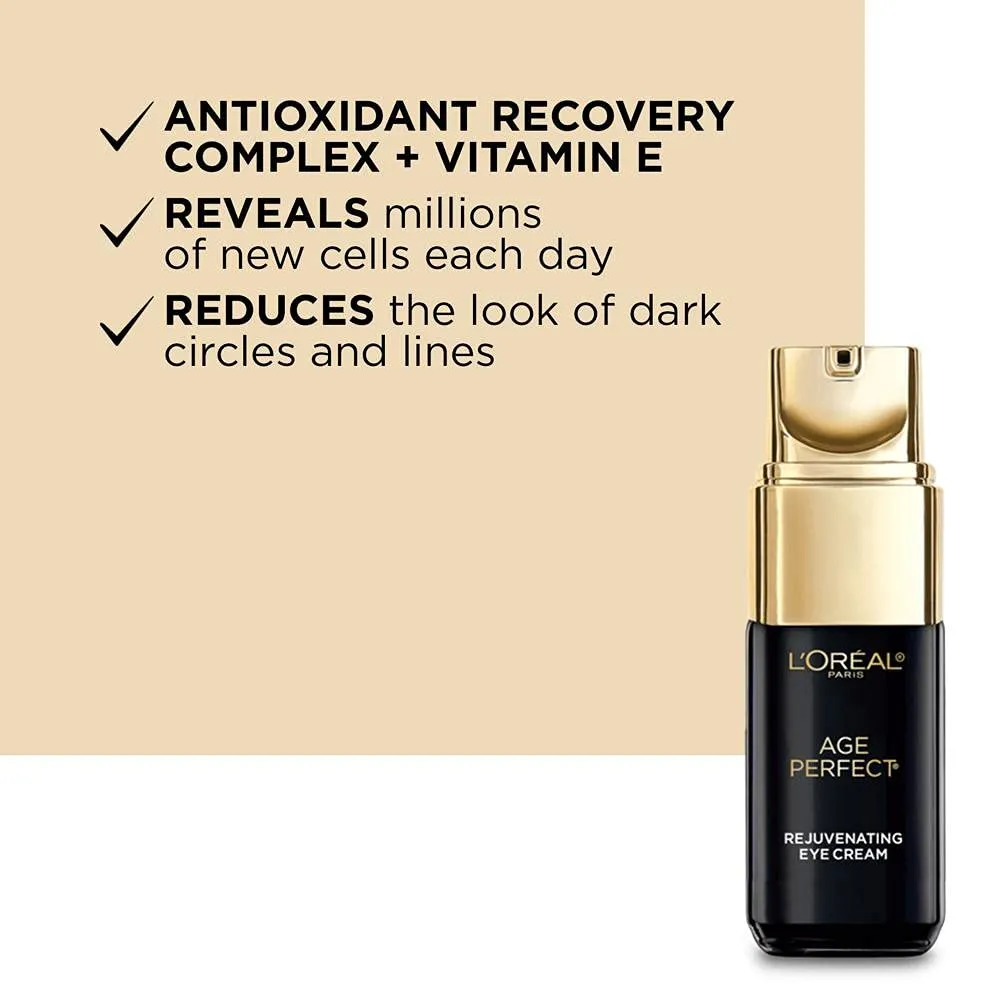 L'Oreal Paris Age Perfect Anti-Aging Under Eye Cream, Vitamin E, Antioxidants, Reduces Dark Circles, Puffiness, Age Perfect Cell Renewal, sensitive skin, Dermatologist Tested, Paraben Free, 0.5 fl oz