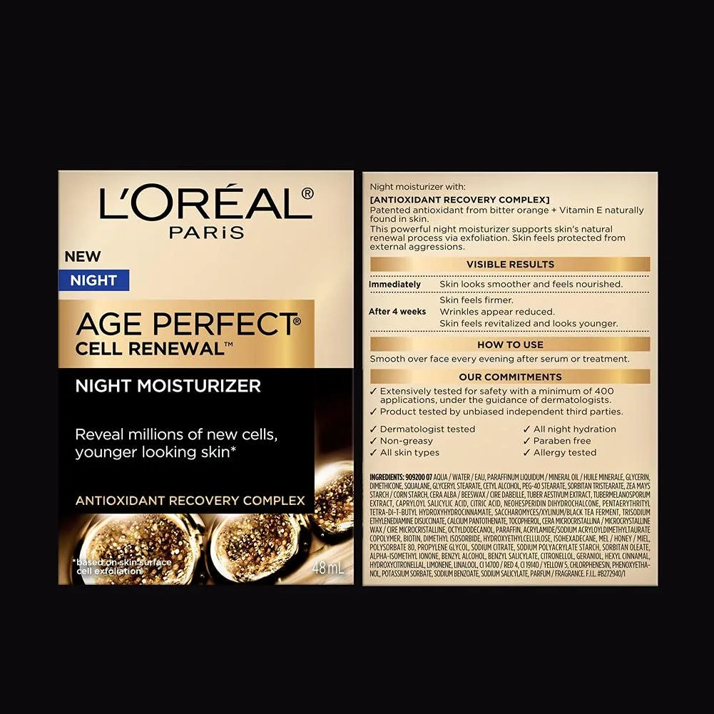 L'Oreal Paris Age Perfect Cell Renewal Anti-Aging Day Moisturizer SPF 25, Antioxidant Recovery Complex - Smooth Wrinkles, Firmer, Radiant, Younger Looking Skin. Dermatologist Tested, 1.7 oz.